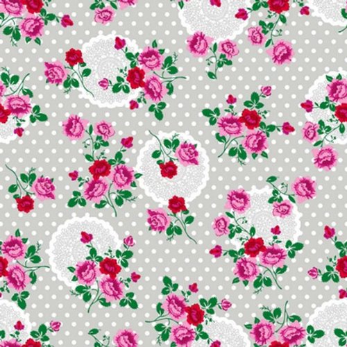 Klebefolie - Möbelfolie - Dots & Flowers silver - 45 x 200 cm - Dekorfolie