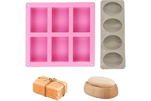 GUDQVOZIHG 2 moldes de silicona rectangulares, molde de jabón elíptico hecho a mano, moldes para hornear pan para hacer jabón, cupcakes, chocolate, galletas, manualidades caseras