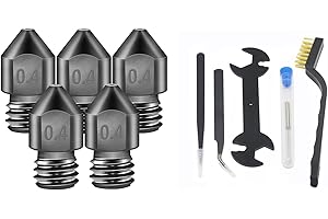 Iverntech 5 set stampante 3D MK8 estrusore ugelli in acciaio temprato 0,4 mm con kit di pulizia ugello estrusore (punte, pinzette, pennello, chiave inglese) per Makerbot, Creality CR-10 Ender 3
