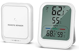 Termoigrometro km Ankilo Stazioni meteorologiche digitali con sensore da esterno senza fili, misuratore di umidità termometro da interno, registrazioni min/max, portata 328ft/100m