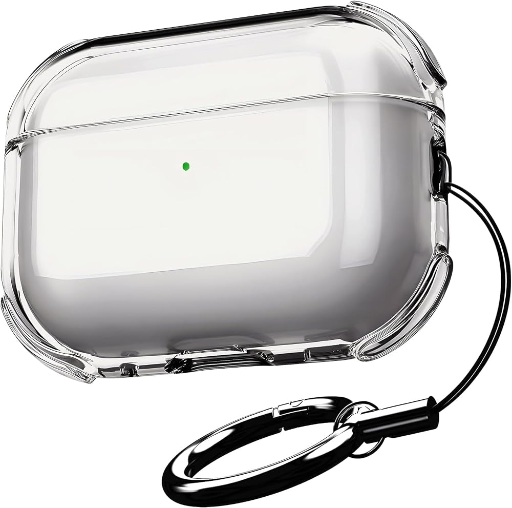 Minesk Airpods PRO 3 için Ultra Şeffaf Silikon Kılıf Darbe Emici Köşeler ile Mükemmel Koruma ve Yüksek Kaliteli Taşıma Karabinalı Airpods Pro 3. Nesil Kılıfı (Gri Şeffaf, Airpods PRO 3)