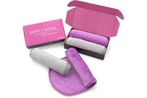 MOONMOON Simply Gone Make Up Remover Cloth (2 Pack) | Reusable Magic Makeup Eraser removes all makeup, even waterproof mascara. Ideal for Sensitive Skin. (Grey & Purple)