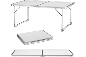 AutoBaBa Folding Table, Heavy Duty Portable Table, 60x40x26cm, with Durable Aluminium Frame and Handle, Indoor Outdoor Garden Catering Foldable Table for Party Dinner Picnic BBQ Camping