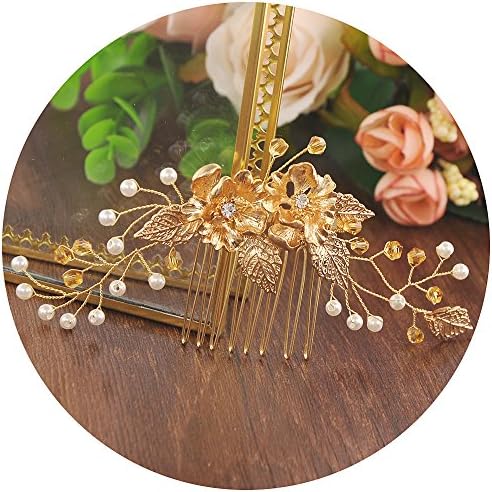 TOPQUEEN Wedding Hair Comb Hairpiece Hairband Hair Pin Accessory Bridal Crystal Hair Comb Vine Ribbon Headband (HP134)