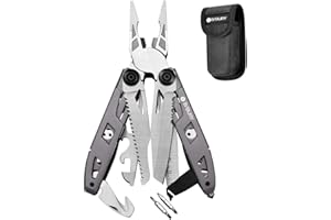 Geschenke für Männer, BIBURY 18 in 1 Taschenwerkzeug, Titan-Griff Design Multitools Edelstahl, Multifunktionale Multiwerkzeug