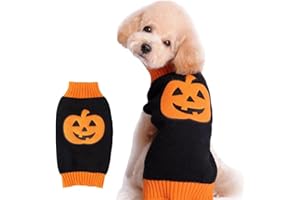 DELIFUR Suéter para Perro, Disfraz de Calabaza para Mascota, Fiesta de Halloween para Gato y Cachorro (XXL, Sonriente)