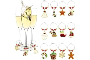 EMAGEREN 12 PCS Breloques pour Verre à Vin Charms Verre du Vin de Noël Marque-Verres Noël