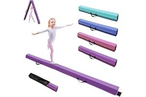 GMYPIC Balance Beam Gymnastic 240/270/300 cm PU Leather (Easy to Clean) Folding Gymnastics Beam with Carry Handles Anti-Slip Base Gymnastics Balance Beam for Kids Home Adults Training