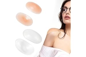 JINGEGECOME 4 PCS Soft Anti-Slip Shoulder Pads Invisible Breathable Silicone Shoulder Pad Sticky Pad for Shoulder Slip Height Enhancer, Three-Dimensional Shoulder Pad (Transparent +Skin).