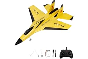 ONMDQS 2Channel RC Airplane Toys Kit FX620 RC Plane Ready to Fly, 2.4 GHz Remote Control Airplane, Easy to Fly RC Glider for Kids Beginners Adults (FX620 Yellow)