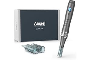 Ainael Ultima M8 Microneedling Pen, Professionell Kabellos Microneedle Gerät Elektrische Microneedling Pen Kit für Gesicht Körper Haar Bart Wachstum Geschenk für Frauen Freundin - 2 Patronen