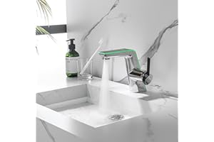 LakeBayMZC Rubinetto Per Bagno Con Display LED Della Temperatura Rubinetto da Bagno, Miscelatore Monocomando per Lavabo Rubinetto Bagno per Bagno Con Altezza Bocca 130 mm,Ottone,Cromo