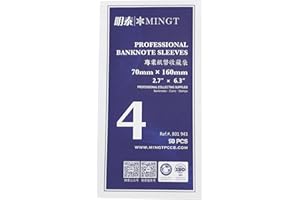 PCCB MINGT 50 Piezas Tamaño 4 Fundas Protectoras Profesionales de Plástico para Billetes, Bolsas OPP Protectoras para Dinero de Papel y Suministros de Colección de Monedas