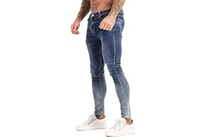 GINGTTO Vaqueros Slim para Hombre Elásticos Ajustado Vaqueros Hombres Skinny Denim Jeans Hombres