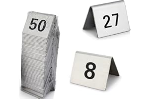 V3VOGUE Carte De Numéro Table Signes Plaque Numéro De Mariage Table Restaurant En Acier Inoxydable - Empilables, Carte De Numéro De Table Double Face Pour Restaurants Cantines Cafés