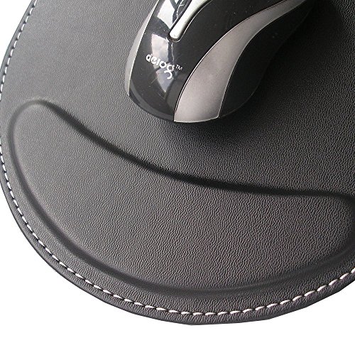 Zedtom Qualitativ hochwertig PU-Leder Mauspad mit Handauflage für Büroarbeit, Schwarz - 3