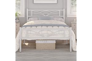 Yaheetech Struttura Letto Singolo in Ferro con Spazio Aggiuntivo Testiera a Forma di Nuvole Camera da Letto Ospiti Soggiorno Bianco 90 x 190 cm