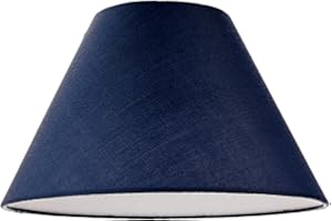 Traditional 8 Inch Navy Midnight Blue Cotton Fabric Coolie Lamp Shade | Reversible Gimbal | 13cm x 8cm x 20cm by Happy Homewares