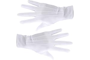 LINXINS White Gloves Men Stitched White Glove with Buttons, White Gloves Fancy Dress White Gloves for Formal Tuxedo Jewelry Inspection Household Cleaning Kitchen Cooking Police Wedding Coin Handling