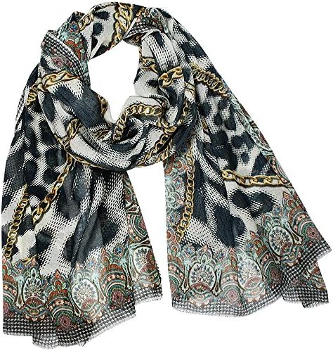 BLAUMAX Scarf with Chain and Animal Paisley, 180 x 70 CM 50% Cotton, 50% Modal