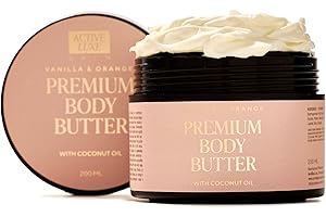 ACTIVELUXE COSMETICS Active Luxe Premium Body Butter – Burro Corpo Idratante con Olio di Cocco, Burro di Karitè e Olio di Mandorla – Profumato Arancia & Vaniglia – 200ml