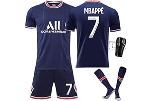 BONHHC Enfant Garçon Football Maillot, Enfants Maillot de Football, Bleu Marine Football Jersey Enfant, N.7 Ensemble de Foot Enfant Jeunesse avec Chaussette et Genouillères