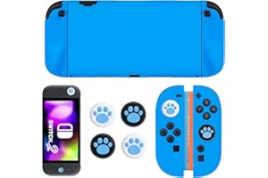 DLseego Protective Case for Switch 2,TPU Anti-Scratch Soft Silicone Shell Shock-Absorption Cover Case with 4PCS Thumb Grip Caps,Blue