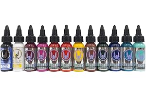 VIKING-INK B&W Viking Ink - Kit 12 Basic Colors 1oz (30 ml) 12 Jednostki - Tusz do tatuażu