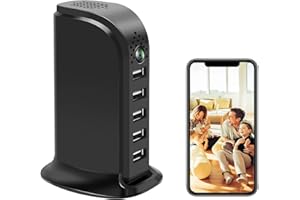 sakalaka HD 1080P Mini Camera Spy Hidden Camera WiFi 5-Port USB Charger Hub with Loop Recording Motion Detection for Home Security Remote Control Support Android/iOS