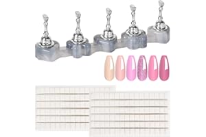 LUNAANDA Nägel Tipps Halter,Nagel Display Ständer mit 96 Stück Nagelkunst-Knete,Magnetische Nagelspitzen Halter,Acryl Nägel Kunst Praxis Ständer für Heimwerker, Salonbedarf und Anfänger (Grau)