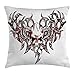 Produktbild Tattoo Decor Throw Pillow Cushion Cover, Combined Hearts with Skull Eagle Wings Symbol of The Brave Love Print, Decorative Square Accent Pillow Case, 18 X 18 Inches, Black White and Red