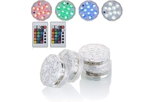 AFOOSOO 4 Packung Shisha LED Licht 3aaa batteriebetrieben RGB Multicolors Wasserdichte LED leuchtet Untersetzer mit Fernbedienung für das Rauchen Shisha Hookah Beleuchtung Dekoration (pack of 4) (4 Pack)