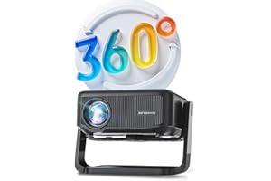 ‎ONOAYO Beamer【360° Drehbarem & Auto Keystone】 25000LM 1080P HD Mini-Beamer WiFi6 und Bluetooth 5.2 Projektor E-Fokus 70% Zoom ONOAYO Beamer-4K Unterstützt Heimkino/Outdoor Abnehmbar Video