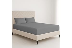 ChComfort Deep King Size Fitted Sheet with 2 Matching Pillowcase - Grey Microfiber, All-Around Elastic 40cm depth, Wrinkle-Free, Fade Resistant - Suitable for All! (Gray, King)