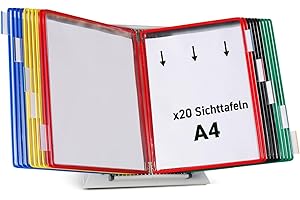 DJOIS Tarifold 434209 Tischtafelsystem mit 10 aufsteckbaren Indexreitern und 20 Sichttafeln A4 farblich sortiert