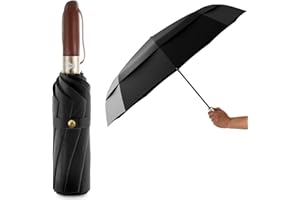 LOGAN & BARNES Taschenschirm sturmfest Ø103cm - Regenschirm sturmfest Klein mit hochwertigem Echtholzgriff und Auf-zu- Taschenschirm Automatik Modell Amsterdam