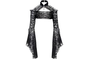 keland Damskie gotyckie koronkowe swetry górna część długie rękawy bolerko Crop Top