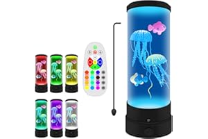 YATOSEEN Lámpara de Lava de Medusas, Tranquilo Acuario de Medusas de Escritorio, 16 Colores Control Remoto Lámpara de Medusas Eléctrica para Decoraciones del Hogar y Regalos para Adultos y Niños