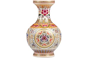 fanquare Jingdezhen Jarrón Flores de Cerámica, Florero Decorativo de Porcelana Hecho a Mano para Centros de Mesa, Altura 25cm