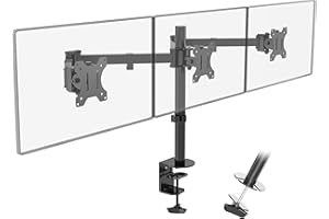 PUTORSEN Support de Bureau PC Moniteur pour 3 Écrans LCD LED de 13"-27" - Clamp Équipé, Charge Max 7 kg par Moniteur