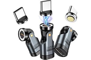 VAFOTON 240W USB C Magnet Adapter, 9-Pin Magnetischer Adapter (3 Pack), 540° Drehung Typ C Magnetisch Adaptes, Unterstützt PD 240W 5A Quick Charge, Data Transfer, Für MacBook Pro/USB-C Laptop