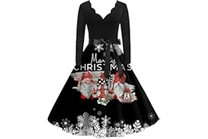 DIYIOUZHOU Soft Dress Womens Classic Long Sleeve Birthday Xmas Tuni Velvet Cozy V Neck Snowflake Zip Evening Dress Womens