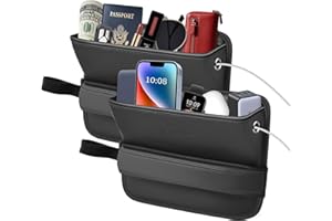 FLORICH Autositz Gap Organizer, Universal Autositz Lückenfüller Organizer, Premium PU Leder Autositzlückenfüller mit Kabelloch für Handys, Karten, Schlüssel für Auto SUV LKW (Extra Breit, 2 Stück)