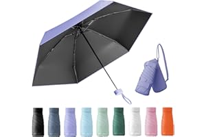Wydexint Kleiner Regenschirm, portable folding umbrella, mini reise regenschirm, leichter Reiseschirm, taschenschirm, UV-faltbar mit Kapselbox, reisewasser- und winddicht für Männer und Frauen