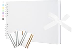 Hiwhy Album fotografico per ritagli 100 pagine bianche Libro dei ricordi 29 x 21,5 cm Libro degli ospiti Album per ritagli Accessori con adesivi angolari per Baby Shower, Matrimonio, Viaggi