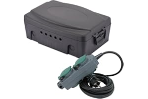 Electraline 300174 odporna na warunki atmosferyczne skrzynka przyłączeniowa do elektrycznych IP54 z listwą zasilającą, 4-krotna, wodoszczelna, 5 m