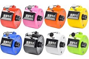 Abiyou 8 Pcs Contador Manual Mecánico,Contador Manual de 4 Dígitos,Contador Manual Digitos,Medidor Contador Mecánico de 4 Dígitos,para Deportes,Entrenador,Golf,Escuela(8 Colores)