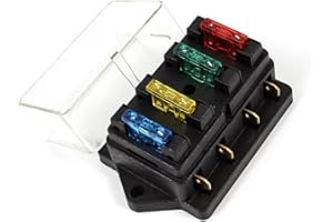 DIYI 12V/24V car Blade Holder Fuse Box-4 Way Circuit ATO Standard Blade Fuse Build in Box Holder