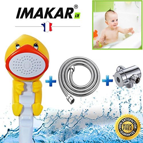 IMAKAR® Children's shower - COMPLETE KIT - with adapter and stainless flexible shower. This child shower head is the best solution for an easy &amp; convenient shower for your child