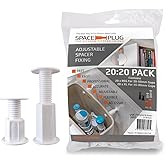 Space-Plug Adjustable Spacer Fixings 100-Pack - Mini Size For 15-35mm Gaps, Furniture Installation